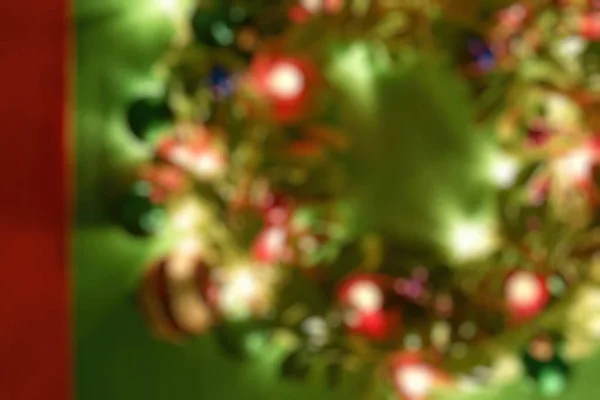 Greeting Season concept.Blur Christmas wreath with decorative li — Stock Photo, Image