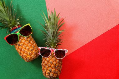 Yaz ve tatil kavramı. Hipster ananas moda aksesuarları