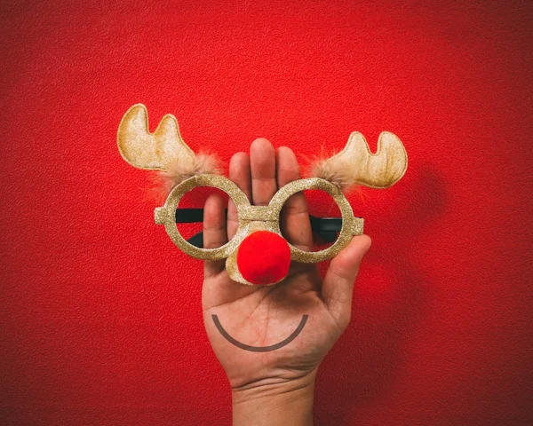 Boże Narodzenie okulary to ozdoba renifer i re — Zdjęcie stockowe