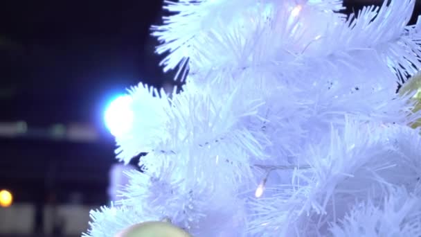 Концепція Вітання Сезону Гімбал Знімок Прикрас Великій Різдвяній Ялинці Декоративним — стокове відео