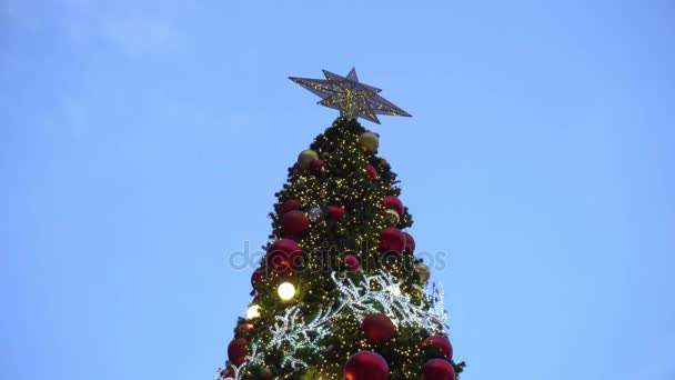 Saison Salutation Concept Gimbal Tir Ornements Sur Arbre Noël Avec — Video