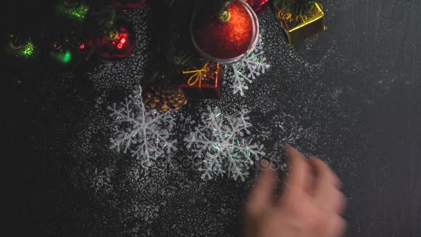 Greeting Season Concept Gimbal Shot Ornaments Christmas Tree Decorative Light — Stock Video