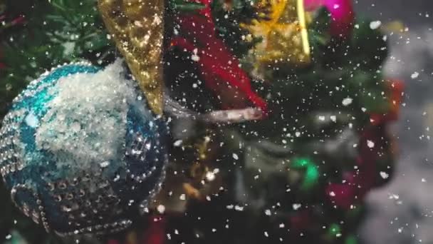 Χαιρετισμός Σεζόν Έννοια Βολή Της Στολίδια Για Ένα Μεγάλο Χριστουγεννιάτικο — Αρχείο Βίντεο