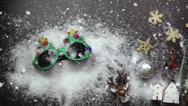 Greeting Season Concept Gimbal Shot Ornaments Big Christmas Tree Decorative — Stock Video