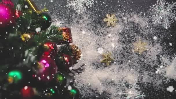 Conceito Estação Saudação Mão Definição Árvore Natal Decorações Com Presentes — Vídeo de Stock