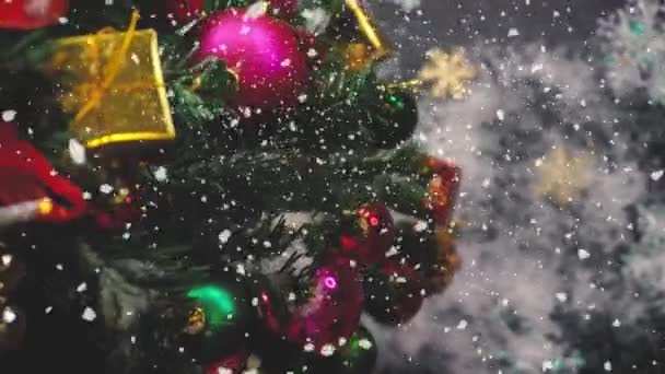 Conceito Estação Saudação Mão Definição Árvore Natal Decorações Com Presentes — Vídeo de Stock