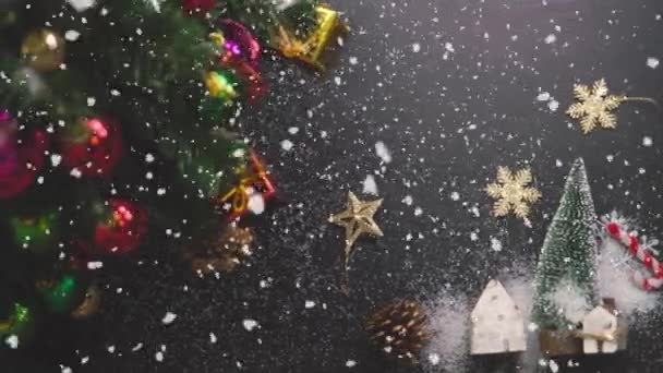 Conceito Estação Saudação Mão Definição Árvore Natal Decorações Com Presentes — Vídeo de Stock