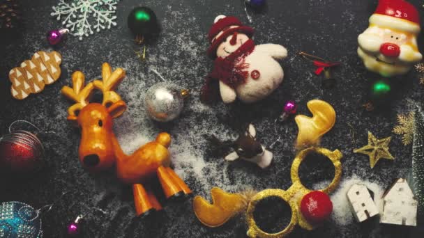 Concetto Stagione Saluto Impostazione Mano Dell Albero Natale Decorazioni Con — Video Stock