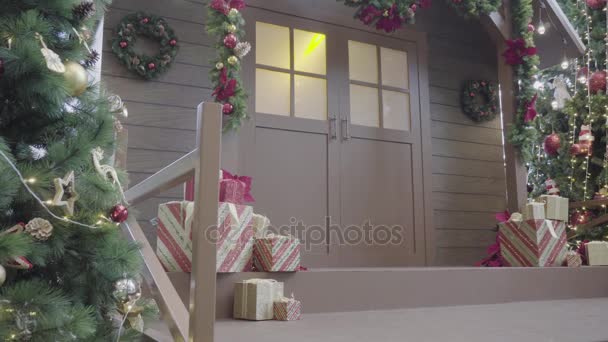 Groet Seizoen Concept Shot Van Versieringen Kerstboom Met Decoratieve Licht — Stockvideo