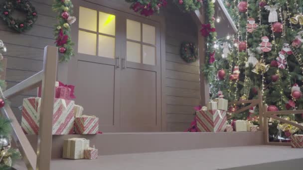 Groet Seizoen Concept Shot Van Versieringen Kerstboom Met Decoratieve Licht — Stockvideo