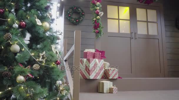 Tebrik Sezon Kavramı Dekoratif Işık Kapı Uhd Ile Ile Noel — Stok video