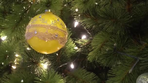 Conceptul Sezon Salut Poza Gimbal Ornamente Pom Crăciun Mare Lumină — Videoclip de stoc