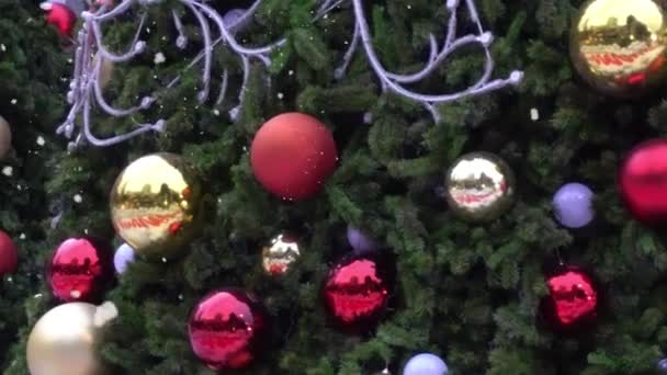 Concetto Stagione Saluto Colpo Gimbal Ornamenti Grande Albero Natale Con — Video Stock