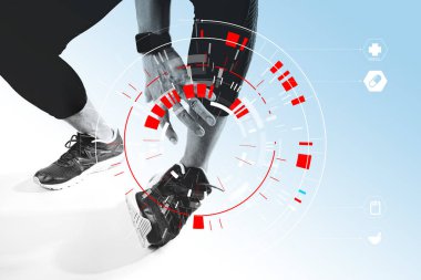 Atletik erkek ayak nedeniyle Vr tıbbi scannin ile burkulursa dokunmadan