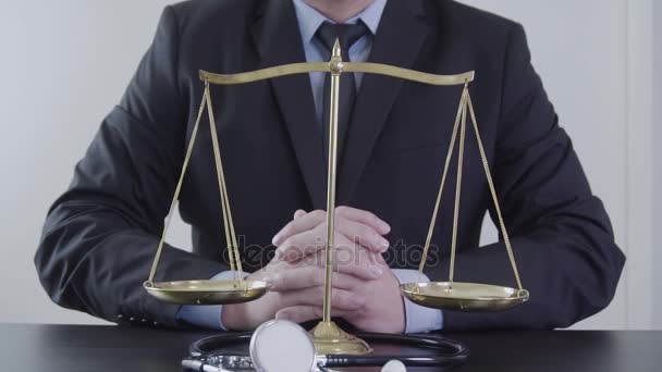 Medical Law Justice Concept Lawyer Medicine Judge Health Care Balance — Stock Video