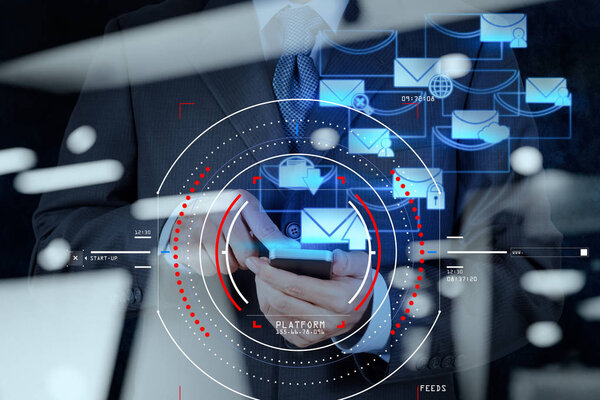 Концепция фокусировки на цели с цифровой диаграммой, графическими интерфейсами
