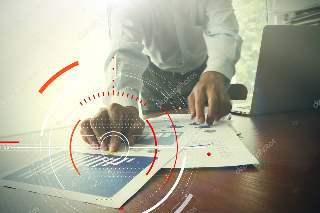 Concept of focus on target with digital diagram,graph interfaces