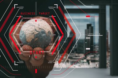 Bilgisayar Halogram hedef iş concept.businessman iş kurmak