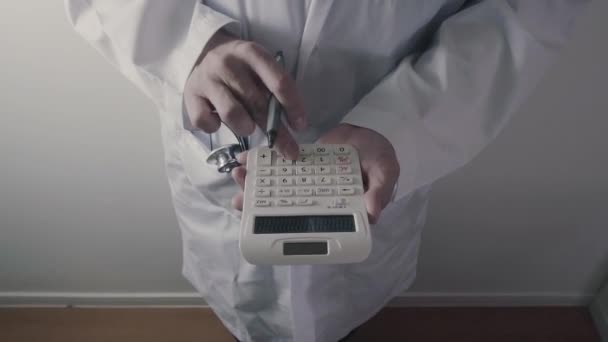 Healthcare Costs Fees Concept Hand Smart Doctor Used Calculator Medical — Stock Video