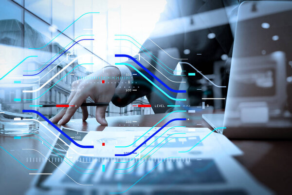 бизнес-документы на офисном столе со смартфоном и цифровым
 