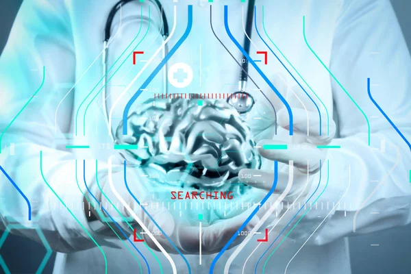 Arzt mit Brain3d-Fleisch in der Hand als Konzept — Stockfoto