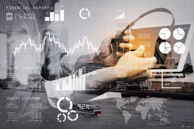 Dijital ile VoIP kulaklık kullanarak iş adamı çift pozlama 