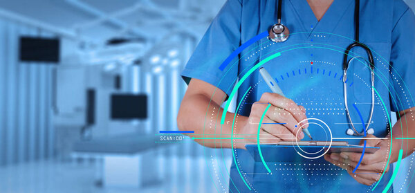 success smart medical doctor with operating room