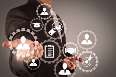  iş adamı gibi bir şey gösteren açık bir el ile 