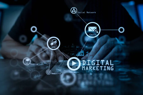 Digitale Media Marketing Website Advertentie Email Sociaal Netwerk Seo Video — Stockfoto