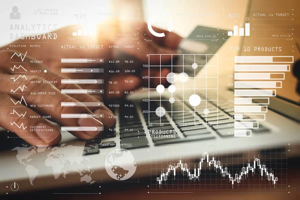 Intelligence Business Analytics Met Belangrijkste Prestatie Indicatoren Kpi Dashboard Concept — Stockfoto
