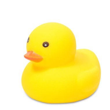 Beyaz arkaplanda sarı ördek.