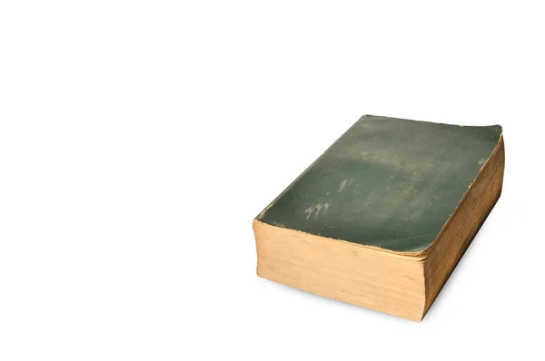 Old Green Cover Textbook White Background — Stock Photo, Image