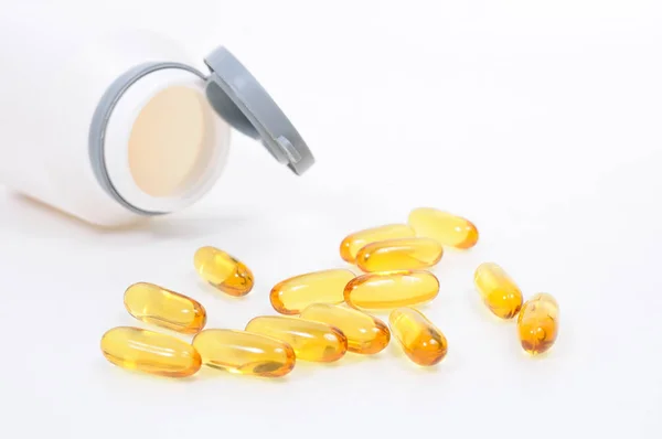 Cod liver oil omega 3 gel capsules — Stock Photo, Image