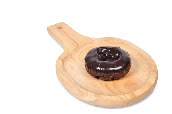 Solo donut lay en bloque de madera de corte — Foto de Stock