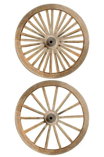 Doppia ruota in legno con percorso di ritaglio — Foto Stock