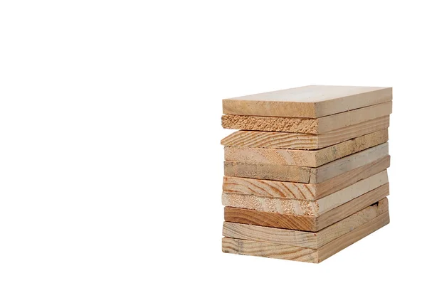 Stack of pieces of wood on white background. — Stock Photo, Image