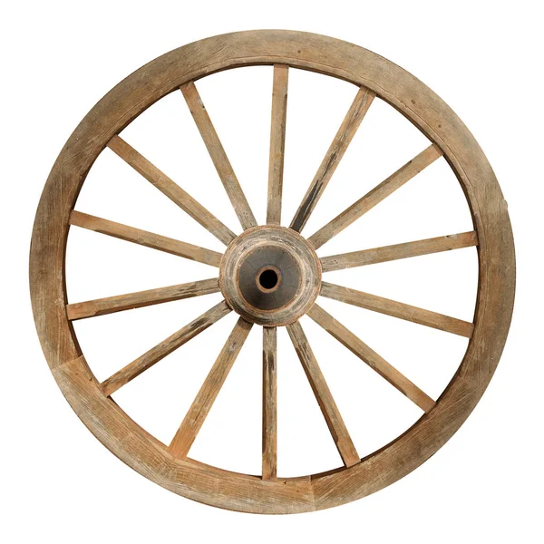 Single wooden cartwheel with clipping path — Stock Photo, Image