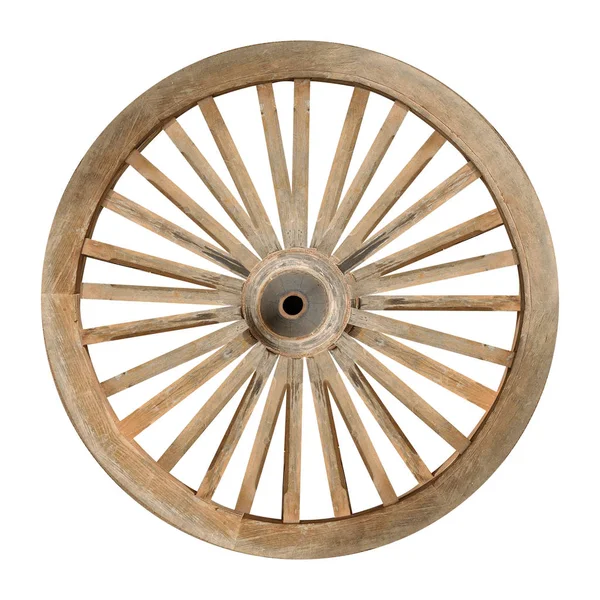 Single wooden cartwheel with clipping path — Stock Photo, Image