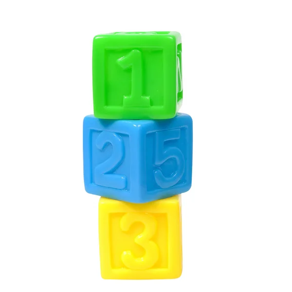 Colorful number rubber cubes on white background. — Stock Photo, Image