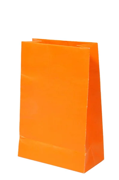 Small orange shopping paper bag, clipping path included. — Stock Photo, Image