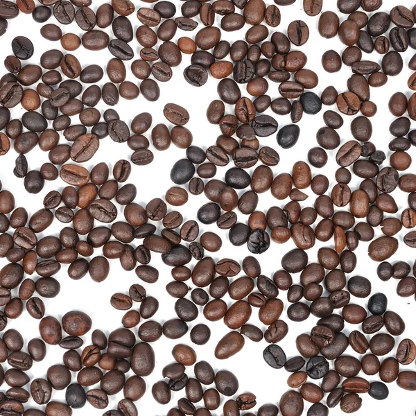 Coffee seed on white background, texture and pattern — Stock Photo, Image