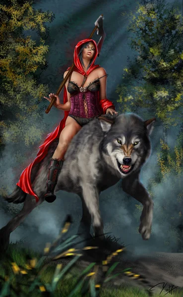 Kurt başlıklı küçük kırmızı başlıklı kız