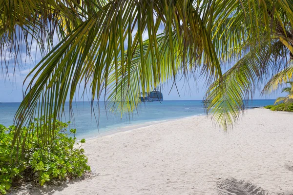 Bílý písek pláže Grand Cayman Islands, Georde město. — Stock fotografie