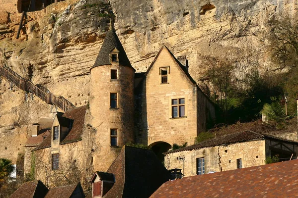 Manoir Pueblo Medieval Roque Gageac Dordoña Francia — Foto de Stock