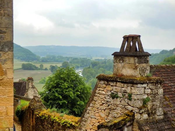 Widok Rzekę Dordogne Beynac Cazenac Ufortyfikowane Miasto Dordogne Francja — Zdjęcie stockowe