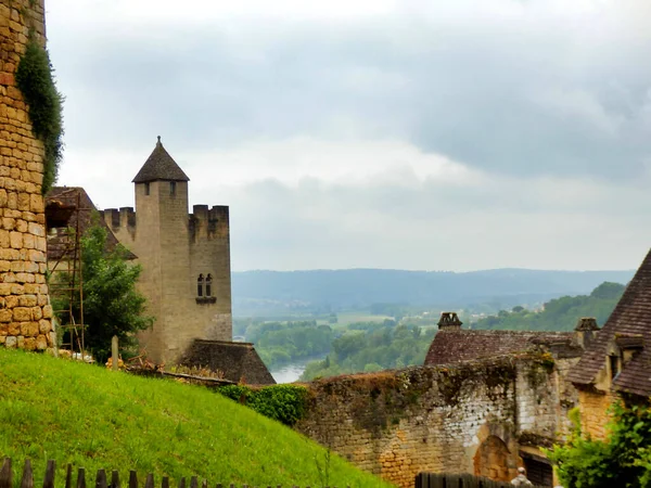 Krajina Pohled Řeku Dordogne Beynac Cazenac Opevněné Město Dordogne Francie — Stock fotografie