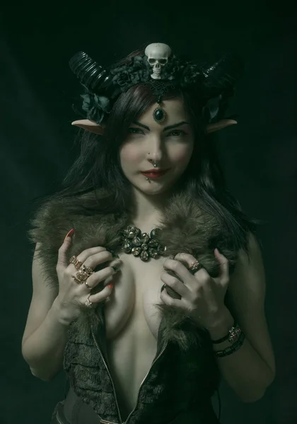 Horned seductive faun — Stock Photo, Image