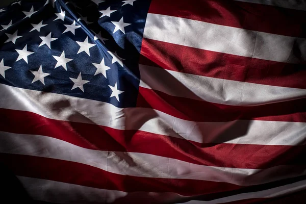 Närbild skott av vinkade flaggan i USA — Stockfoto