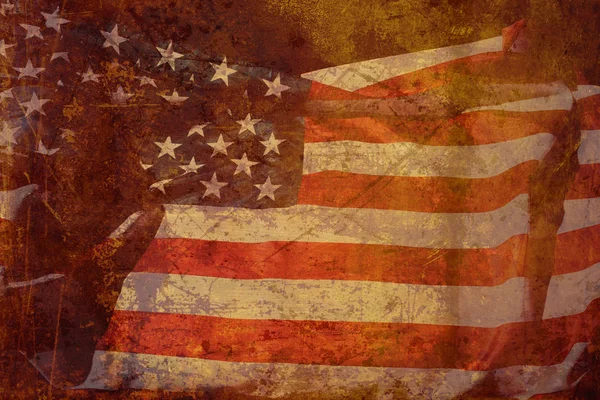 Zbliżenie strzału machniętej flagi Stanów Zjednoczonych Ameryki — Zdjęcie stockowe