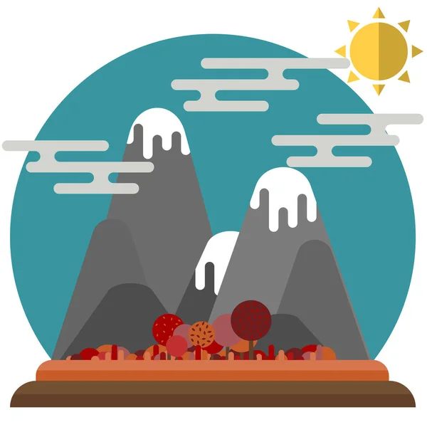 Cartoon-Berge mit runden Gipfeln. hübsche Herbstlandschaft mit — Stockvektor